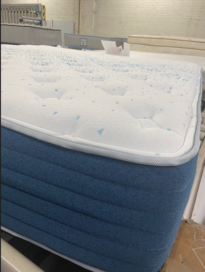 Close view of Fusion Blue Quilted Mattress