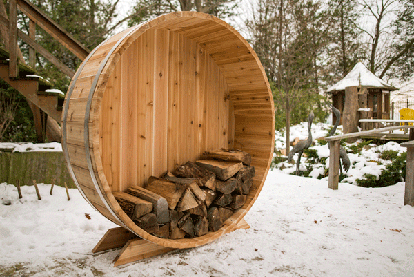 Cedar Barrel Firewood Storage