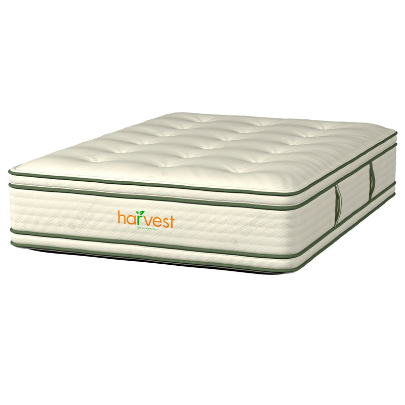 Front Angle View Harvest Pillow Top Green 2-Sided Organic Mattress