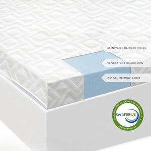 Malouf 2 1/2" Gel Memory Foam Mattress Topper